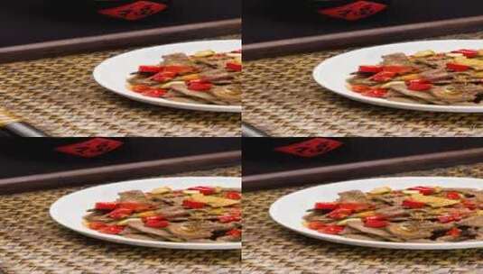 土匪猪肝美食菜品4k滑轨平移高清在线视频素材下载