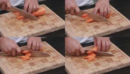胡萝卜切滚刀块高清在线视频素材下载