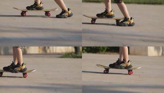 玩滑板脚步特写高清在线视频素材下载