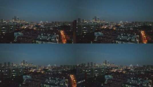 上海浦西徐汇区夜景航拍高清在线视频素材下载