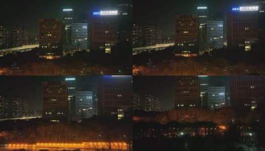 杭州CBD夜景航拍高清在线视频素材下载