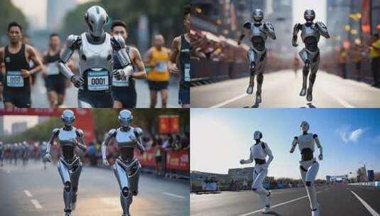 合集-AI机器人城市竞跑马拉松比赛高清在线视频素材下载