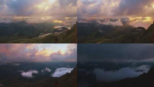 夕阳下山顶美景的延时摄像高清在线视频素材下载