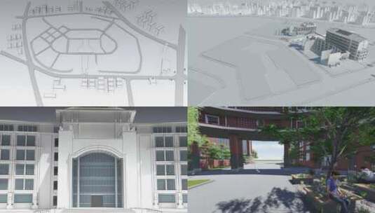 3D动画 学校 民族大学 生长动画 白模高清在线视频素材下载