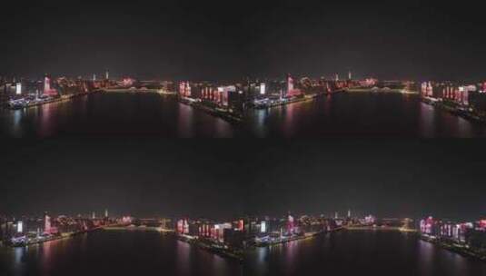 长沙夜景风光航拍湘江两岸滨江建筑灯光风景高清在线视频素材下载