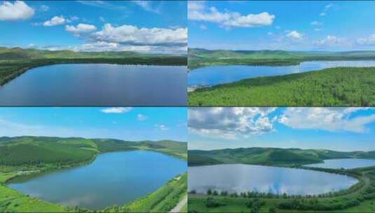 内蒙古草原树林湖泊高清在线视频素材下载