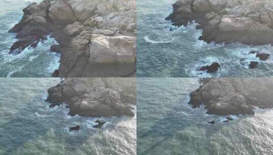 海边悬崖俯拍海岛海岸线岛屿岸边海水拍打高清在线视频素材下载