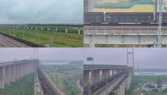 浩吉铁路武汉局荆州长江公铁大桥高清在线视频素材下载