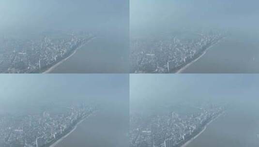 九江城市建筑风光航拍九江市长江滨江路风景高清在线视频素材下载
