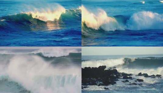 海浪大海海浪浪花敬畏大自然的力量高清在线视频素材下载