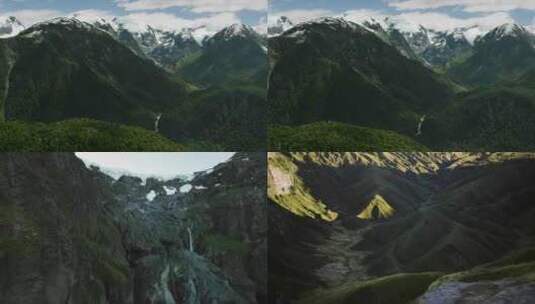 新疆航拍飞跃雪山山顶震撼自然风景1高清在线视频素材下载