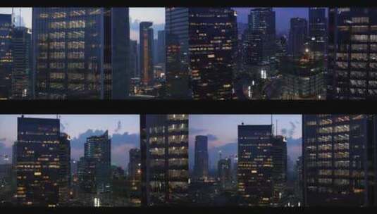 4K-夜景商务区、办公楼夜景高清在线视频素材下载