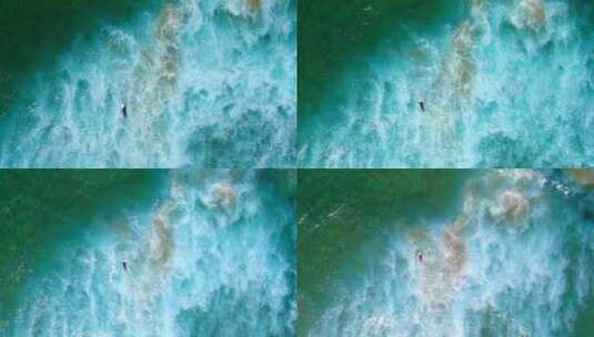 慢镜头俯视大海航拍俯拍正上方拍摄蔚蓝海水高清在线视频素材下载