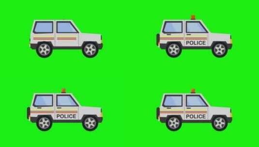 警车卡通动画背景是绿幕高清在线视频素材下载