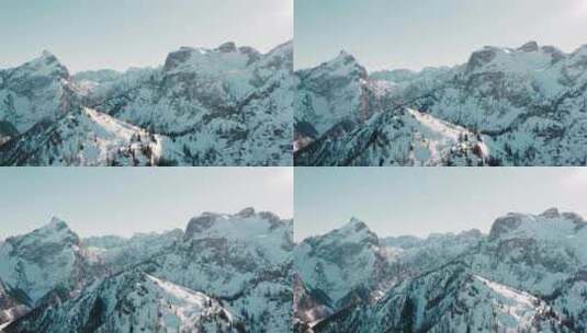 航拍山峰雪景雪松雪山山顶山脉高山高清在线视频素材下载