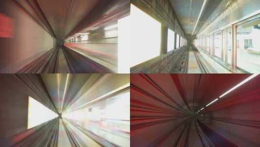 地铁隧道穿梭时空延时摄影高清在线视频素材下载