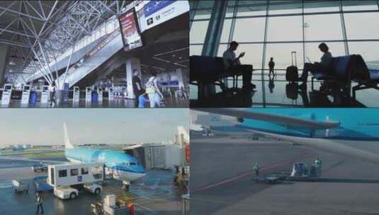 国际机场航站楼候机厅登机起飞高清在线视频素材下载