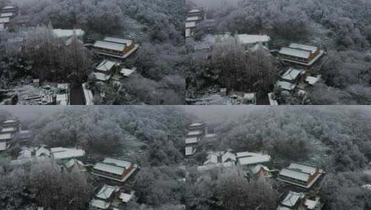 杭州雪景风光法喜寺下雪空镜高清在线视频素材下载