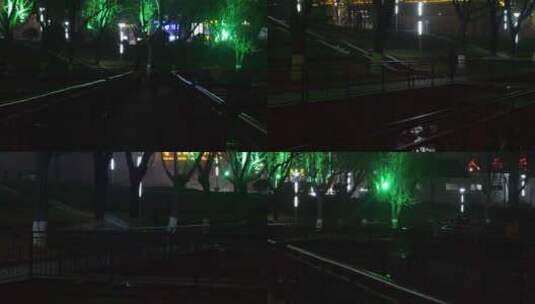 夜间行走的人 晚上 走路 路边 河边高清在线视频素材下载