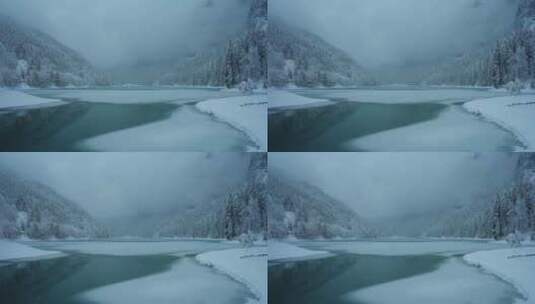 冬季雪中湖景高清在线视频素材下载