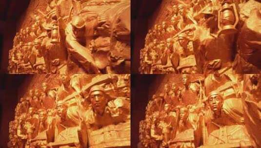 淮海战役纪念馆人民的胜利雕刻高清在线视频素材下载