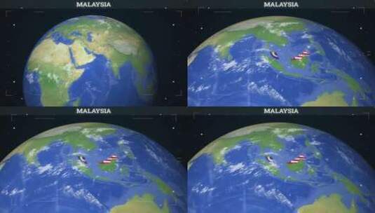 马来西亚地图来自地球与旗帜高清在线视频素材下载