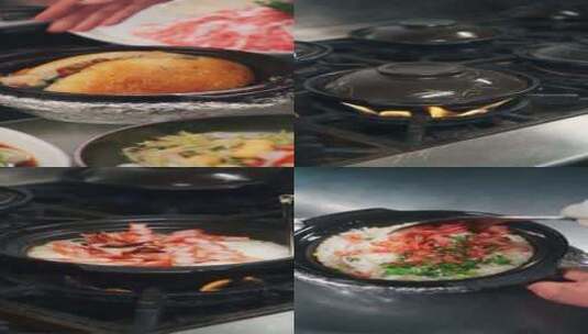 厨师制作煲仔饭 美食烹饪高清在线视频素材下载