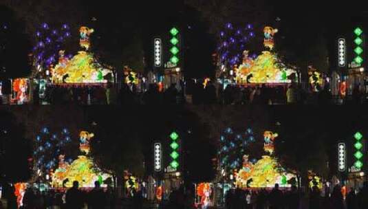 中国秦淮灯会南京老门东新年夜赏花灯的人流高清在线视频素材下载