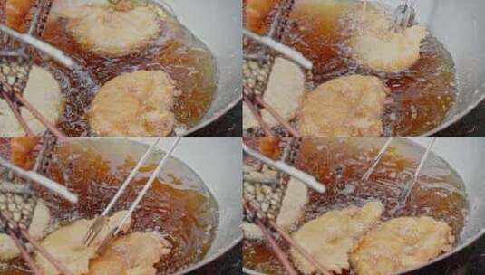 油炸泡虾特写浙江台州特色小吃高清在线视频素材下载