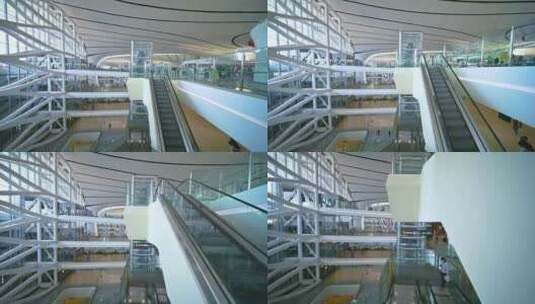 北京大兴国际机场航站楼内建筑与旅客高清在线视频素材下载