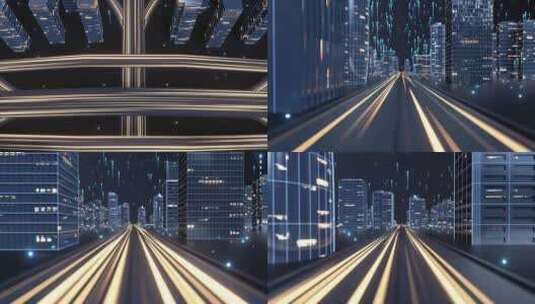 智慧城市科技城市马路穿梭高清在线视频素材下载