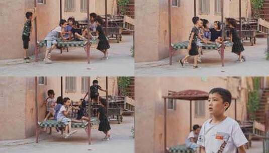 喀什古城小孩高清在线视频素材下载