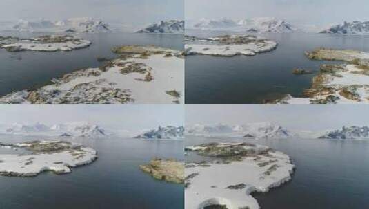南极洲野生自然水面鸟瞰图高清在线视频素材下载
