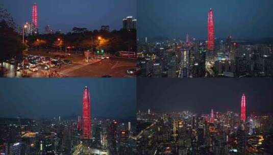 深圳城市蓝调灯光夜景高清在线视频素材下载