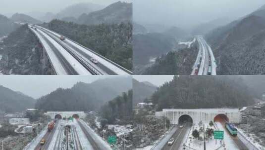 大雪中的高速公路高清在线视频素材下载