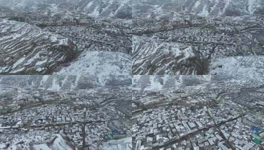 阿坝州松潘古城雪景素材高清在线视频素材下载