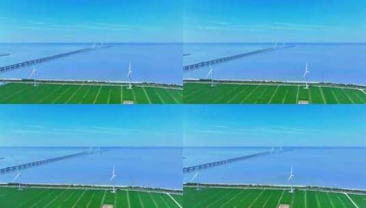 航拍上海长兴岛崇明长江大桥上海跨江大桥高清在线视频素材下载