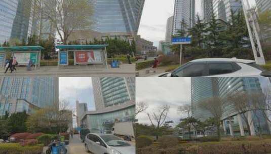 青岛市香港中路白天车右行车空镜2高清在线视频素材下载