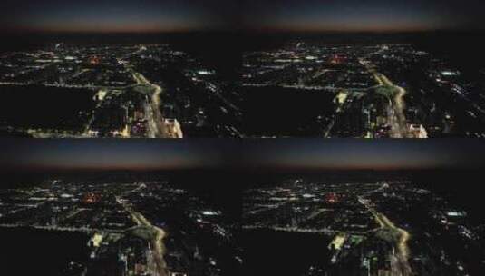 广东肇庆城市夜景交通航拍高清在线视频素材下载