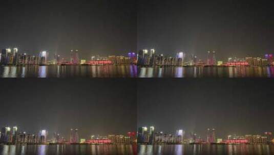 杭州钱塘江滨江城市夜景灯光秀高清在线视频素材下载