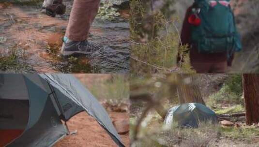 徒步旅行户外露营扎帐篷高清在线视频素材下载
