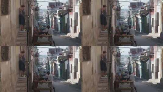古巴哈瓦那买水果街道地拍709高清在线视频素材下载