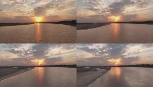 黄河水面夕阳延时高清在线视频素材下载