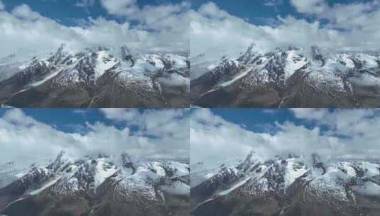 清晨西藏念青唐古拉山脉云雾缭乱雪山景观高清在线视频素材下载