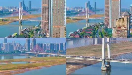 江西南昌滕王阁旅游区航拍东湖区城市风景风高清在线视频素材下载