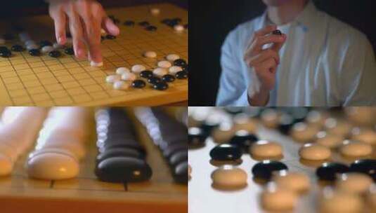 古人下围棋对弈棋盘博弈人生战略谋划思考高清在线视频素材下载