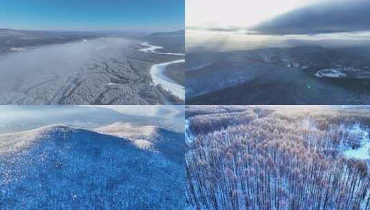 航拍林海雪原风光合集高清在线视频素材下载