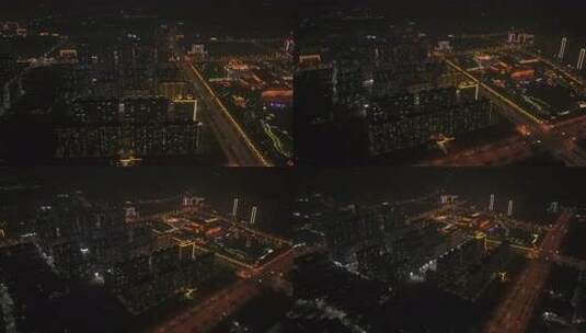 临汾曲沃夜景 航拍高清在线视频素材下载