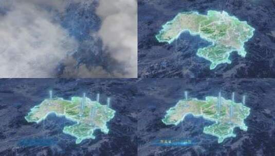 云雾俯冲勾勒轮廓-芜湖地图高清AE视频素材下载