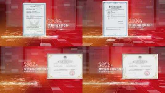 红色党政证书展示高清AE视频素材下载